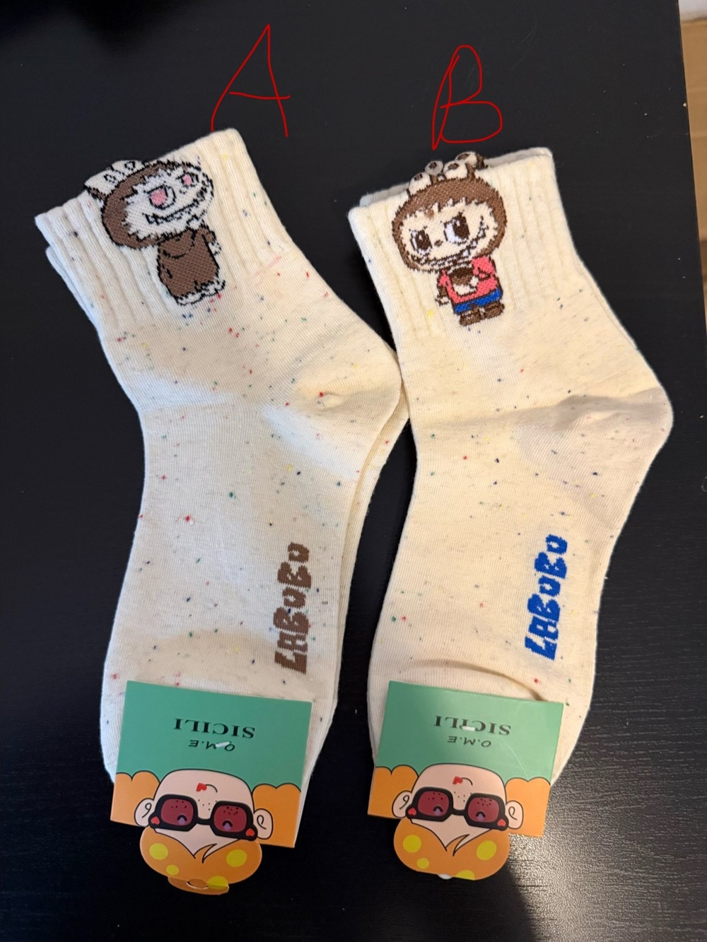 Labubu Cream Cartoon Crew Socks - Cute Character Crew (Pair)